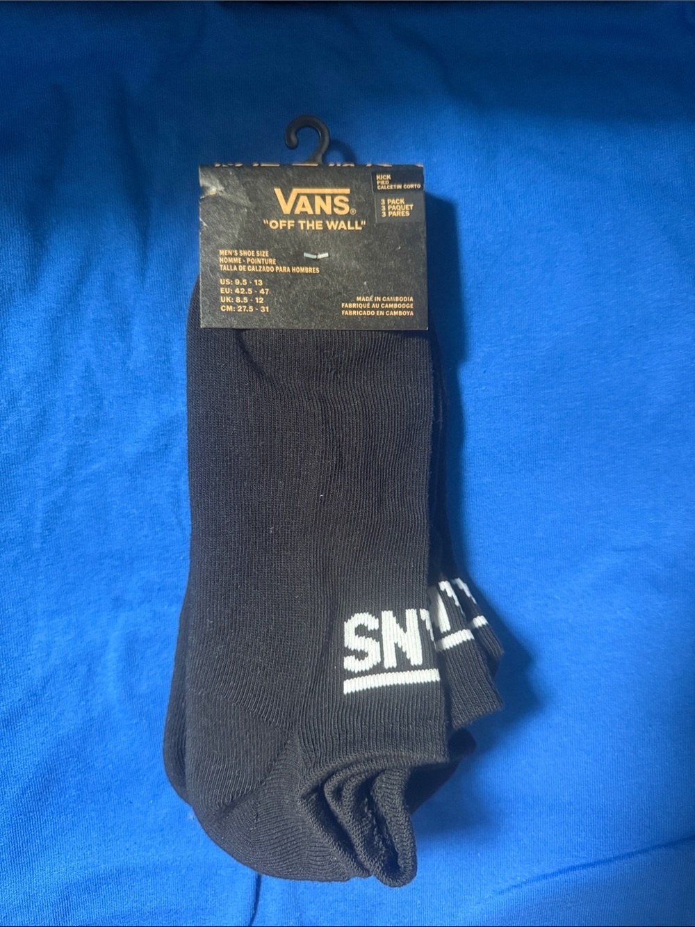 Vans Black Low-Cut Athletic Socks with White Logo
